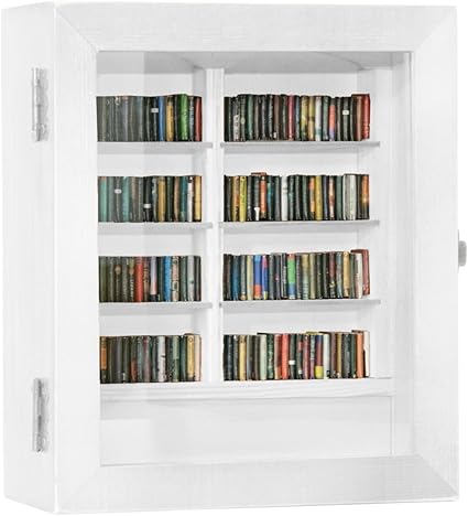 Miniature Decorative Mini Bookshelf, Small Bookshelf Mini Books, Miniature Book Display Shelf with 200Pcs Mini Books, Funny Gifts for Book Lovers, Home Room Living Bookshelf Decor