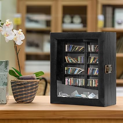 Miniature Decorative Mini Bookshelf, Small Bookshelf Mini Books, Miniature Book Display Shelf with 200Pcs Mini Books, Funny Gifts for Book Lovers, Home Room Living Bookshelf Decor