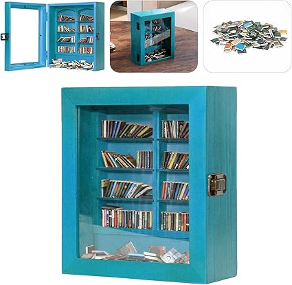 Miniature Decorative Mini Bookshelf, Small Bookshelf Mini Books, Miniature Book Display Shelf with 200Pcs Mini Books, Funny Gifts for Book Lovers, Home Room Living Bookshelf Decor