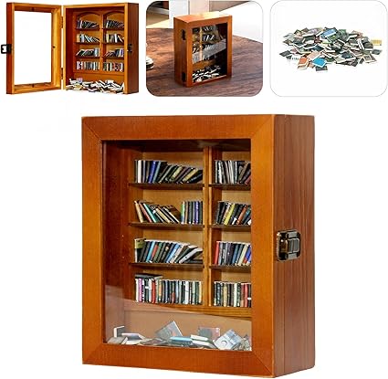 Miniature Decorative Mini Bookshelf, Small Bookshelf Mini Books, Miniature Book Display Shelf with 200Pcs Mini Books, Funny Gifts for Book Lovers, Home Room Living Bookshelf Decor