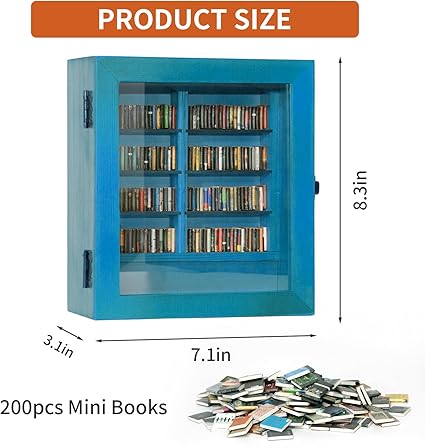 Miniature Decorative Mini Bookshelf, Small Bookshelf Mini Books, Miniature Book Display Shelf with 200Pcs Mini Books, Funny Gifts for Book Lovers, Home Room Living Bookshelf Decor