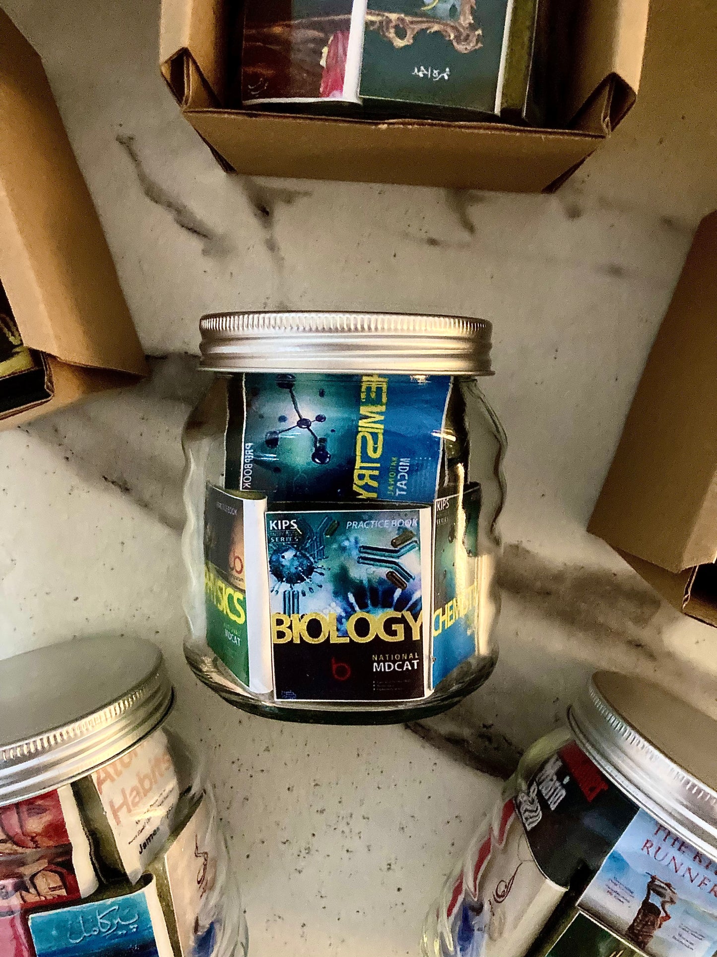 MINIATURE BOOKS GLASS JAR