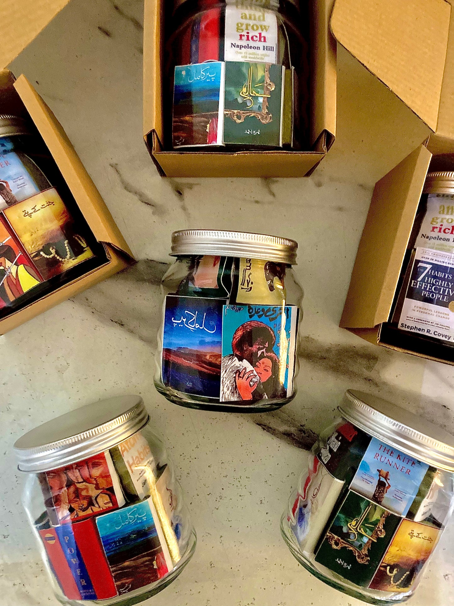 MINIATURE NOVEL GLASS JAR(with urdu novels)