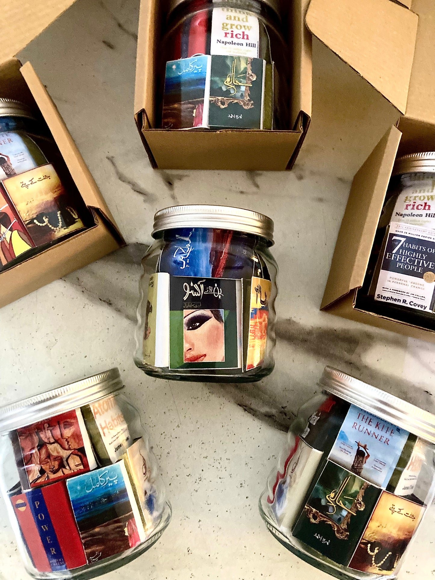 MINIATURE NOVEL GLASS JAR(with urdu novels)