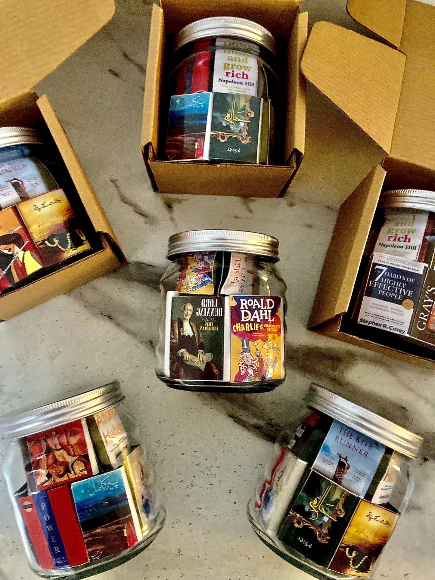 MINIATURE BOOKS GLASS JAR