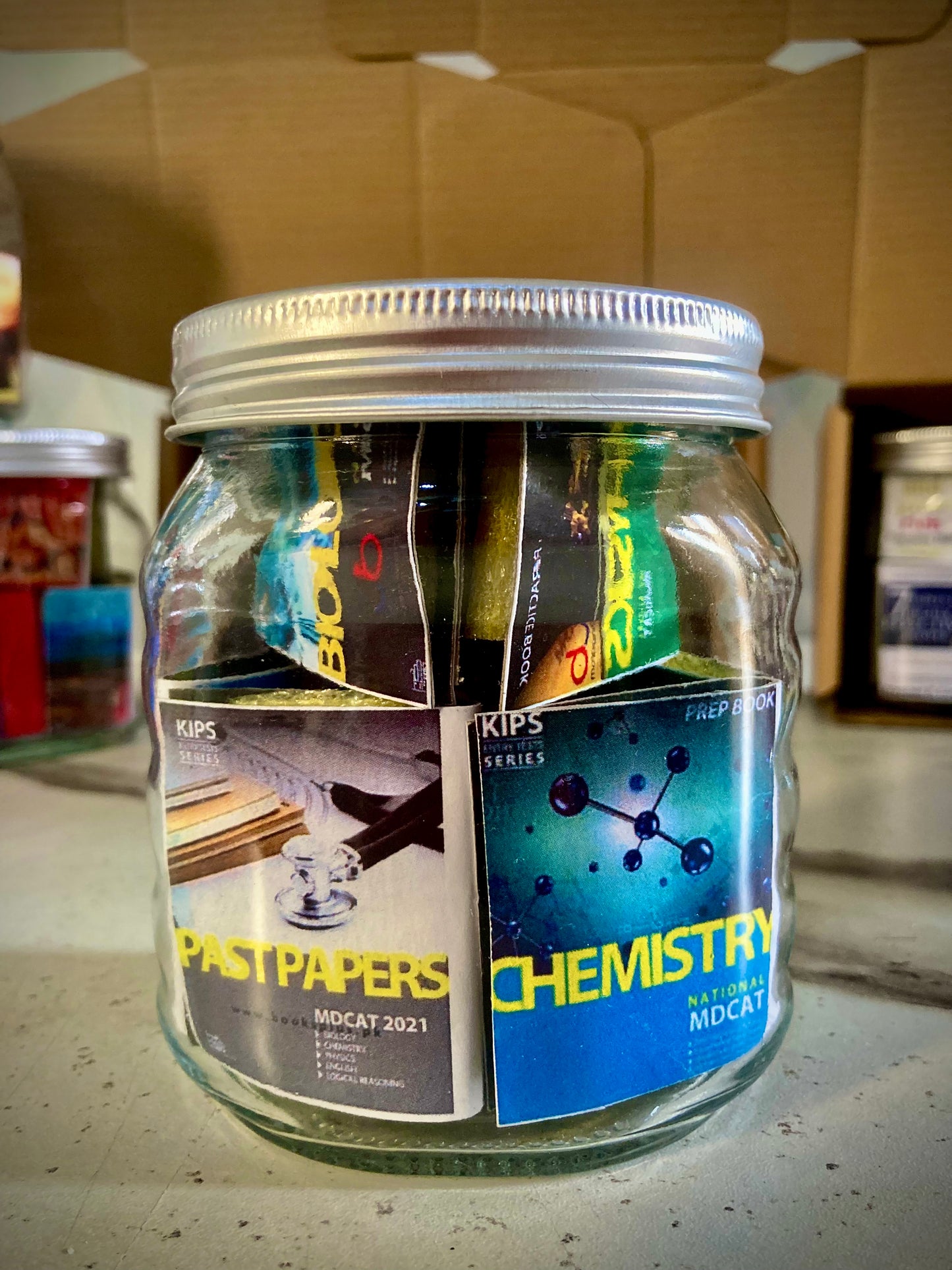 MINIATURE BOOKS GLASS JAR