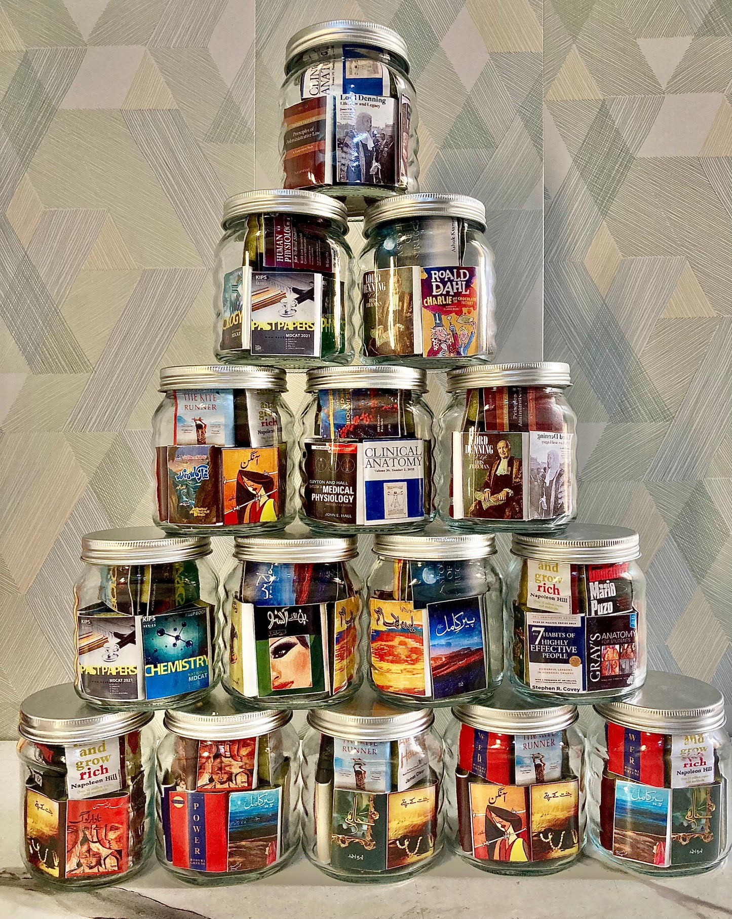 MINIATURE NOVEL GLASS JAR(with MDCAT BOOKS)
