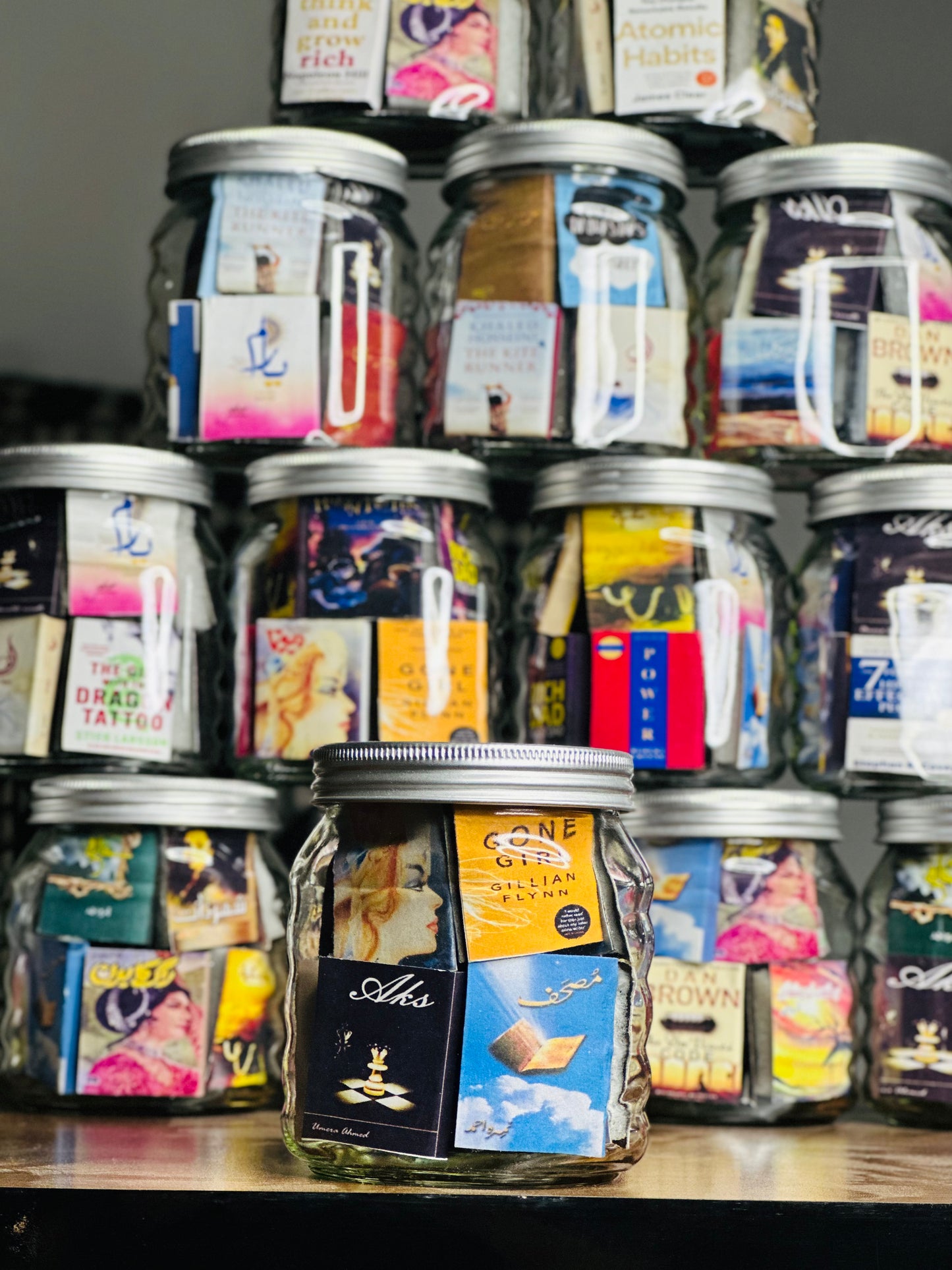 MINIATURE NOVEL GLASS JAR(with urdu novels)