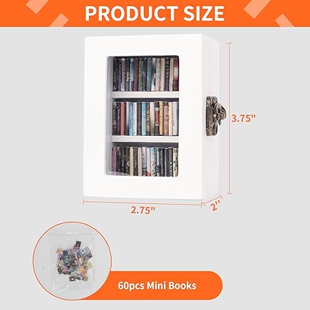 Miniature   Bookshelf Decor, Ornament Miniature Bookshelf with 60PCS Mini Books, Home Mini Library, beautiful Gifts for Book Lovers