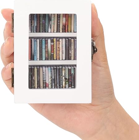 Miniature   Bookshelf Decor, Ornament Miniature Bookshelf with 60PCS Mini Books, Home Mini Library, beautiful Gifts for Book Lovers