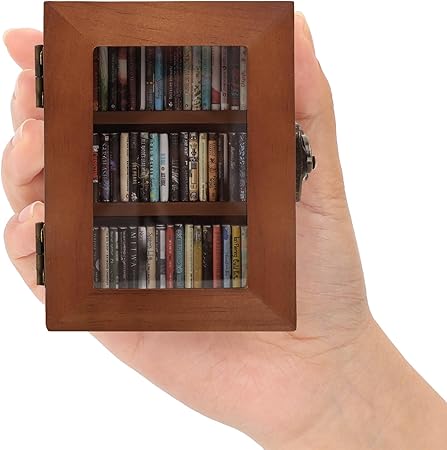 Miniature   Bookshelf Decor, Ornament Miniature Bookshelf with 60PCS Mini Books, Home Mini Library, beautiful Gifts for Book Lovers