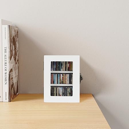 Miniature   Bookshelf Decor, Ornament Miniature Bookshelf with 60PCS Mini Books, Home Mini Library, beautiful Gifts for Book Lovers