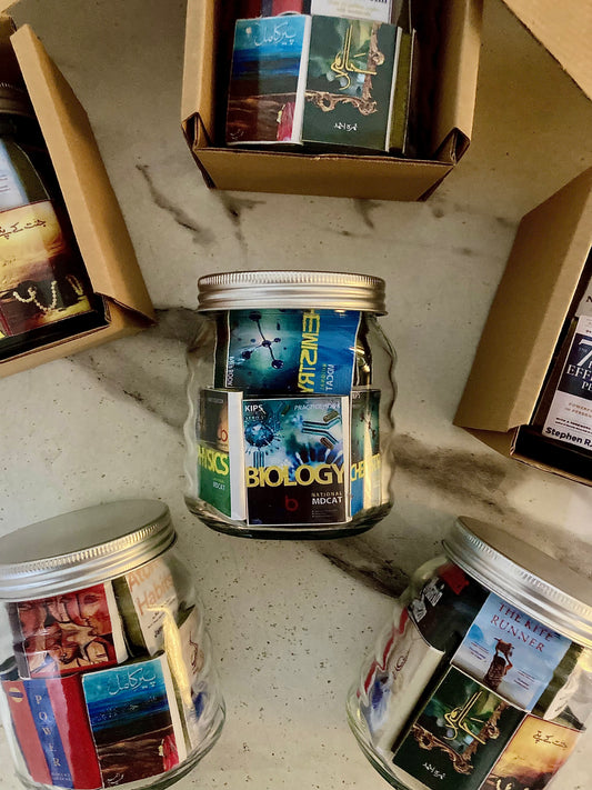 MINIATURE NOVEL GLASS JAR(with MDCAT BOOKS)