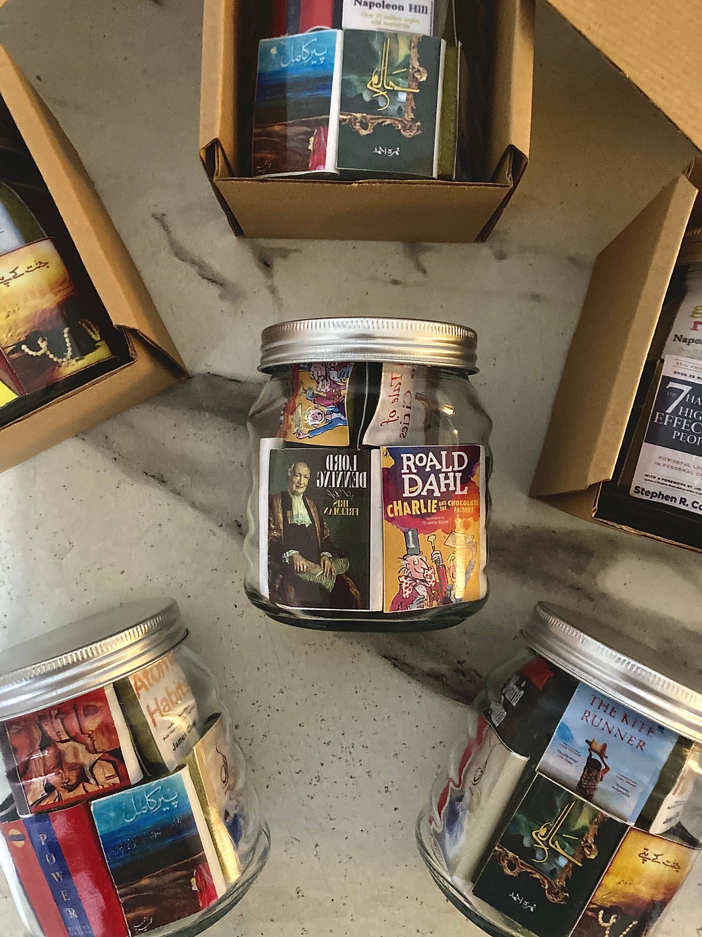 MINIATURE BOOKS GLASS JAR