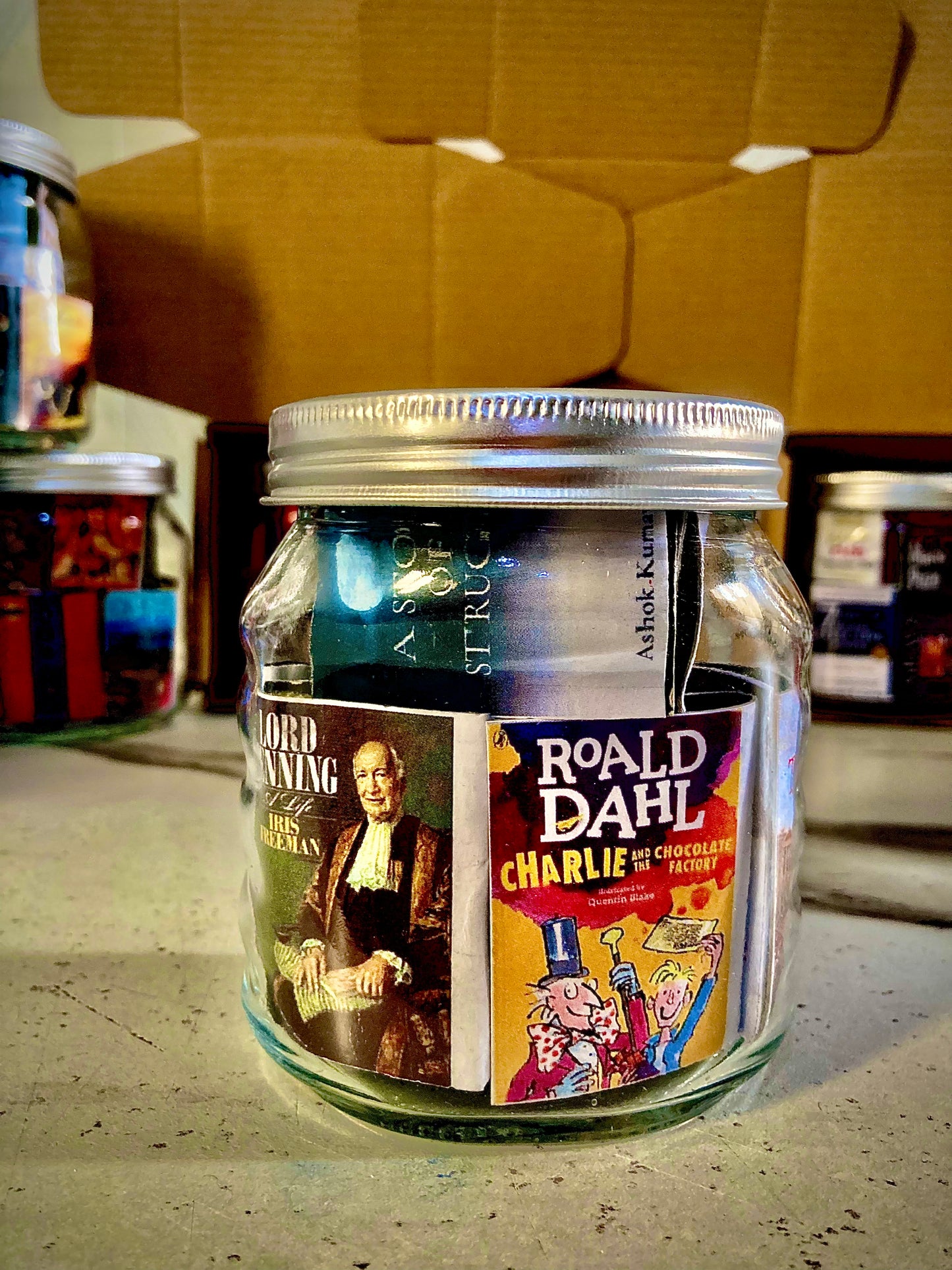 MINIATURE BOOKS GLASS JAR