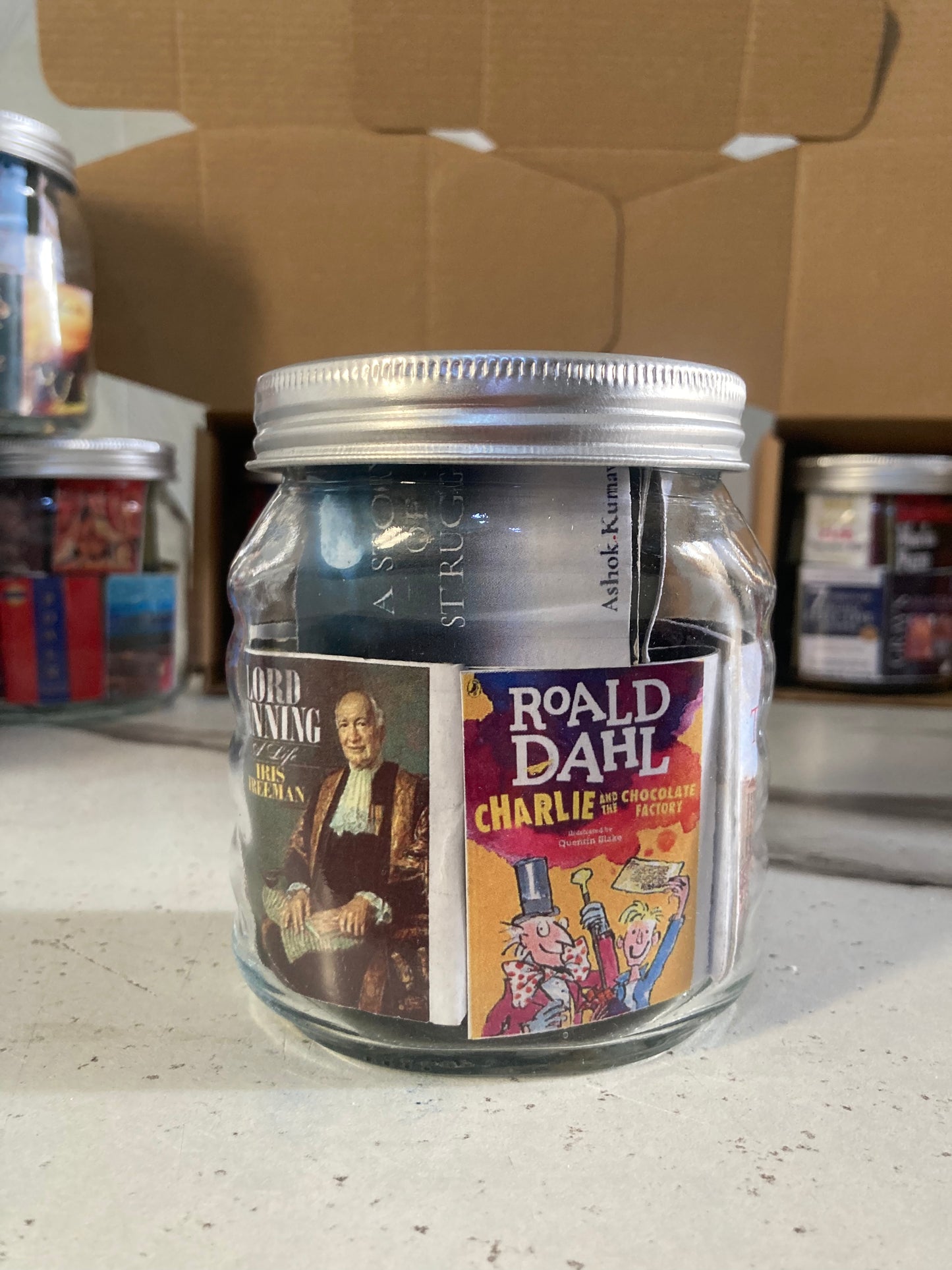MINIATURE BOOKS GLASS JAR